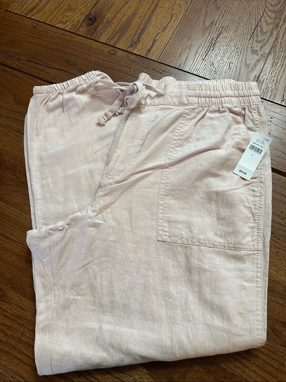 GAP Womens Light Pink Linen Drawstring Joggers